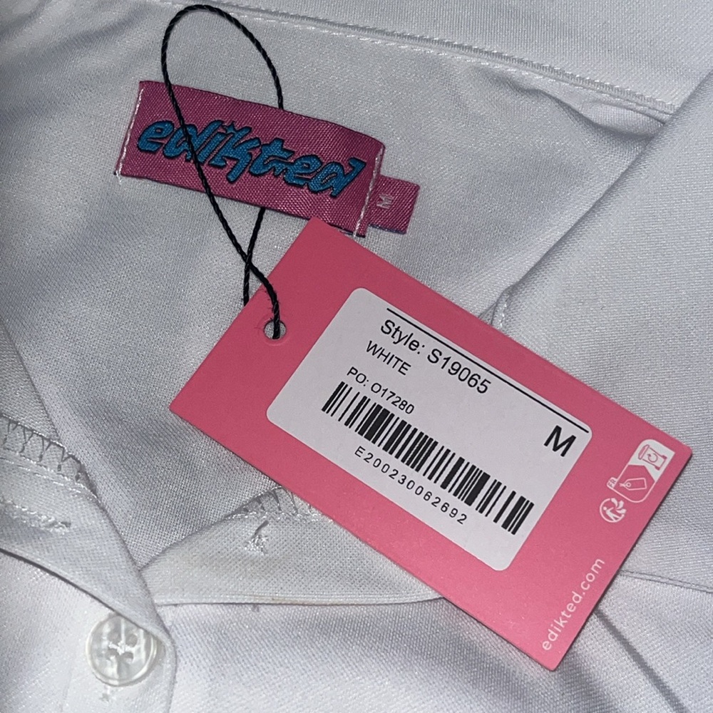 NWT PacSun Edikted White Polo Style Crop Top - Picture 2 of 6